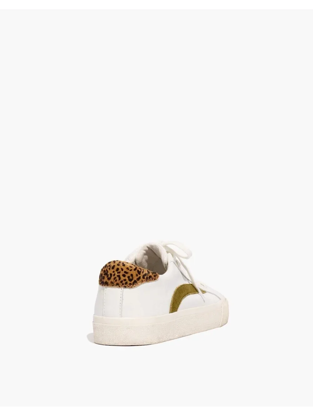 Madewell Sidewalk Low Top Leather Sneakers Leopard Calf Hair White Sz 9.5 / M 8